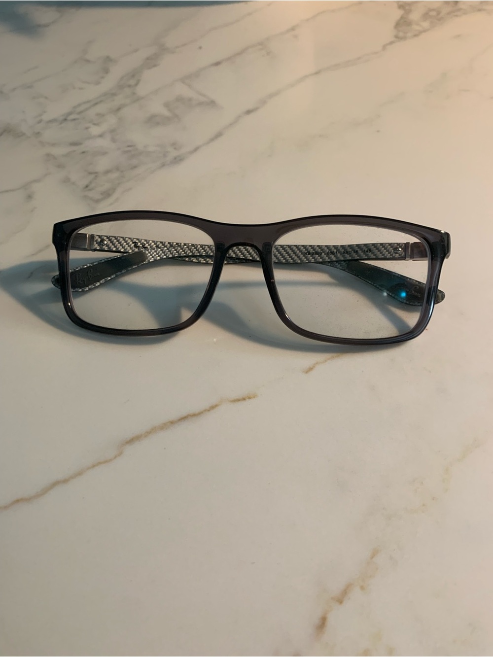Men's Ray-Ban Rectangular Black Eyeglasses with Textured Temples 8906 6061